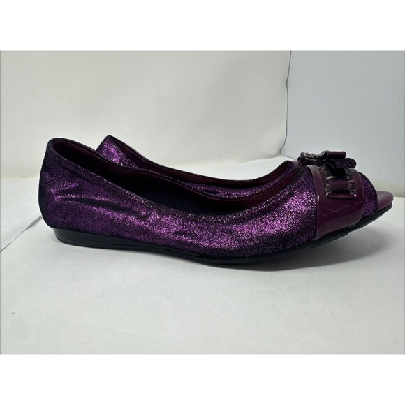 Cole Haan Janelle OT.Ballet Open Toe Leather Flats Masquerade SZ 8 B Purple - Picture 10 of 12